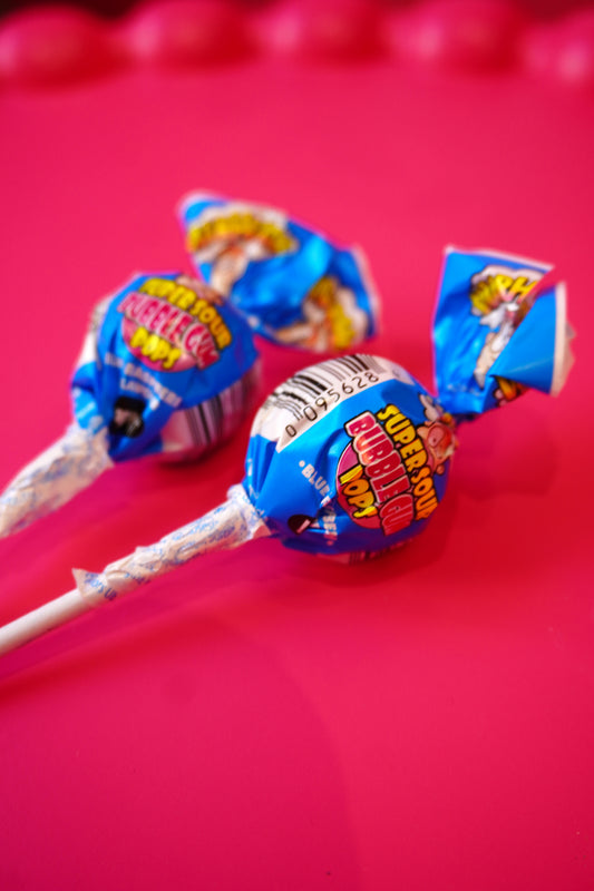 Warheads Super Sour Bubble Gum Pops Blue Raspberr